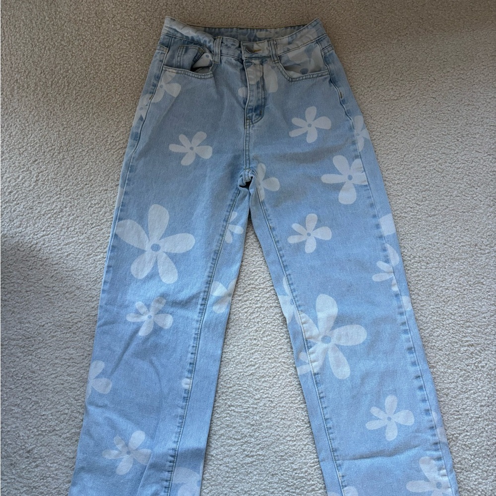 Light Blue Floral Print Women’s Jeans